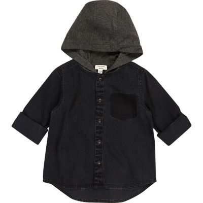 Mini boys black hoodie shirt